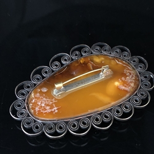 Брошь из природного балтийского янтаря , СССР 1970-е гг. 001057 - фото 1420
