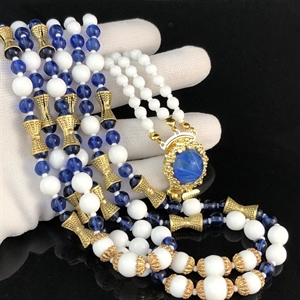 Трехрядное чешское колье из молочного стекла, Чехословакия 1970-е гг. 001560 - фото 15237