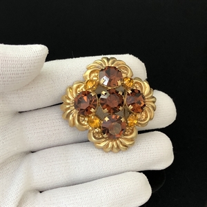 Чешская брошь «Коньячная», 1970-е гг. 001621 - фото 16290