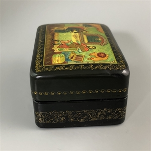 Шкатулка «Добрыня и хан Бахтияр Бахтиярович», Мстера, папье-маше, СССР, 1980-е гг. 001202 - фото 19431