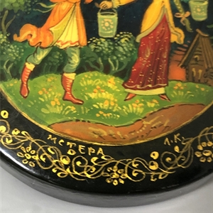 Шкатулка «По улице Мостовой», Мстера, папье-маше, СССР, 1980-е гг. 001198 - фото 19493