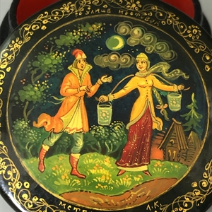 Шкатулка «По улице Мостовой», Мстера, папье-маше, СССР, 1980-е гг. 001198 - фото 19495