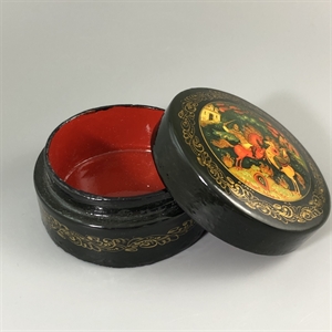 Шкатулка «Поединок», Мстера, папье-маше, СССР, 1980-е гг. 001199 - фото 19505