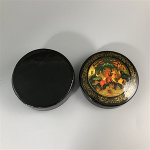 Шкатулка «Поединок», Мстера, папье-маше, СССР, 1980-е гг. 001199 - фото 19511