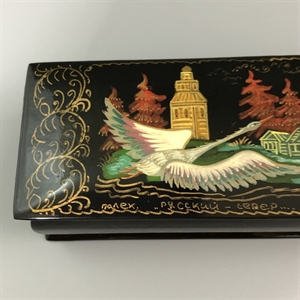 Шкатулка «Русский Север», Палех, папье-маше, СССР, 1980-е гг. 001203 - фото 19565