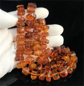 Бусы из термообработанного янтаря ручной огранки, СССР, 1980-е гг. 001870 - фото 20583