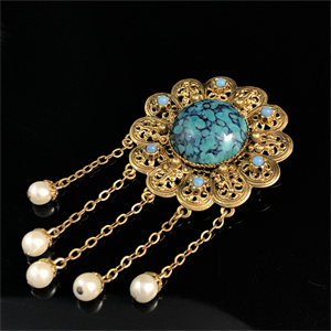 Чешская брошь с подвесками , 1970-е гг. 001853 - фото 20811