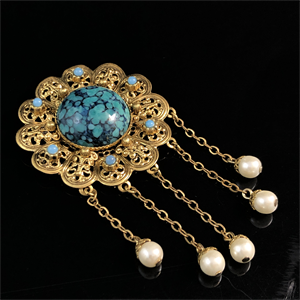 Чешская брошь с подвесками , 1970-е гг. 001853 - фото 20812