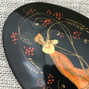 Винтажная лаковая брошь-миниатюра «Рябинушка», Мстёра, СССР, 1980-90 гг. 001339 - фото 2114