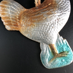 Советская ёлочная игрушка «Курочка», объёмный картонаж, СССР, 1950-е гг. 001900 - фото 21224