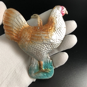 Советская ёлочная игрушка «Курочка», объёмный картонаж, СССР, 1950-е гг. 001900 - фото 21228