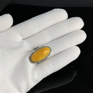 Винтажное кольцо с натуральным природным янтарем, СССР, 1980-е гг. 001554 - фото 2155