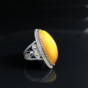 Винтажное кольцо с натуральным природным янтарем, СССР, 1980-е гг. 001653 - фото 2158