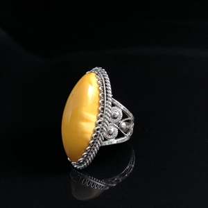 Винтажное кольцо с натуральным природным янтарем, СССР, 1980-е гг. 001653 - фото 2159