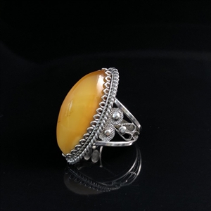 Винтажное кольцо с натуральным природным янтарем, СССР, 1980-е гг. 001653 - фото 2160