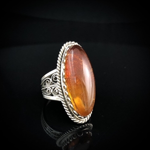 Винтажное кольцо с натуральным природным янтарем, СССР, 1980-е гг. 001678 - фото 2171