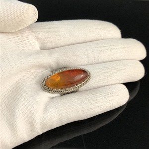 Винтажное кольцо с натуральным природным янтарем, СССР, 1980-е гг. 001678 - фото 2175