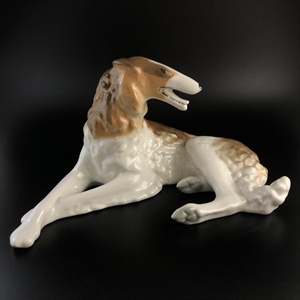 Статуэтка «Борзая», фарфор, ЛФЗ, СССР, 1970-е гг. 001948 - фото 22118