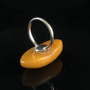 Винтажное кольцо с натуральным природным янтарем, СССР, 1980-е гг. 001957 - фото 22271