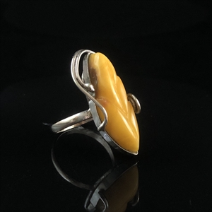 Винтажное кольцо с натуральным природным янтарем, СССР, 1980-е гг. 001958 - фото 22283