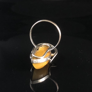 Винтажное кольцо с натуральным природным янтарем, СССР, 1980-е гг. 001958 - фото 22286