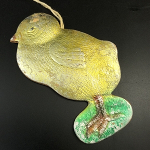 Советская ёлочная игрушка «Цыплёнок», объёмный картонаж, СССР, 1940-е гг. 001967 - фото 22441