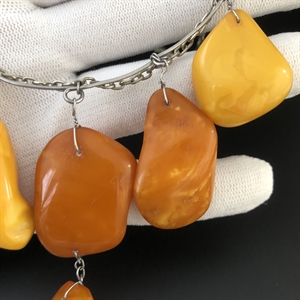 Колье из мельхиора с природным балтийским янтарём, СССР, 1980-е гг. 001980 - фото 22663