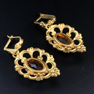 Серьги «Золото осени», завод «Красная Пресня» , СССР, 1980-е гг. 001991 - фото 22831