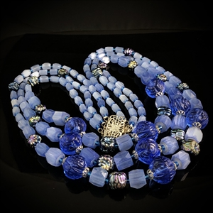 Трехрядное чешское колье из сатинового стекла, Чехословакия 1970-е гг. 001994 - фото 22878