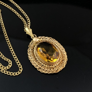 Чешский кулон на цепочке «Цитрин», 1970-е гг. 001995 - фото 22896