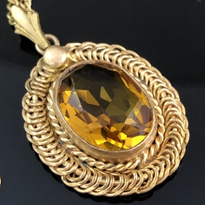 Чешский кулон на цепочке «Цитрин», 1970-е гг. 001995 - фото 22898