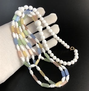 Трехрядное чешское колье из сатинового стекла, Чехословакия 1970-е гг. 002038 - фото 23799