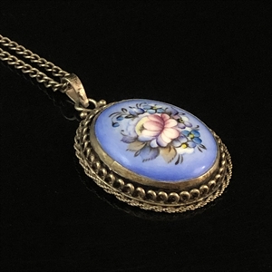 Кулон на цепочке «Букет», финифть, СССР, 1980-е гг. 002042 - фото 23853