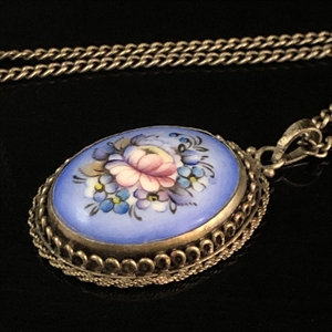 Кулон на цепочке «Букет», финифть, СССР, 1980-е гг. 002042 - фото 23854