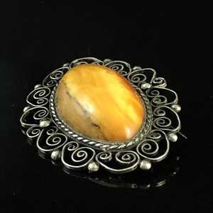 Брошь из природного балтийского янтаря , СССР 1970-е гг. 002046 - фото 23949