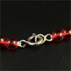 Короткие чешские бусы из красного стекла, 37 см, 1970-е гг. 002053