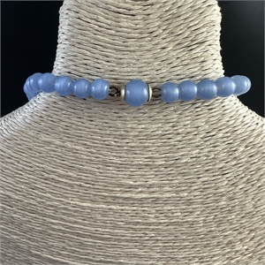 Короткие чешские бусы из голубого стекла, 36 см, 1950-е гг. 002054