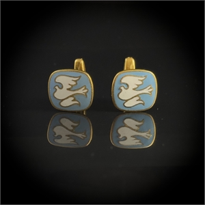 Запонки с эмалью «Голубь», СССР, 1960-е гг. 002058