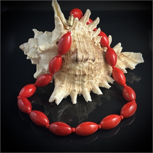 Короткие крупные чешские бусы из красного стекла, 43 см, 1970-е гг. 002063