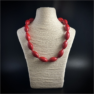 Короткие крупные чешские бусы из красного стекла, 43 см, 1970-е гг. 002063