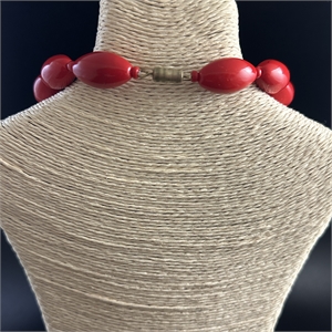 Короткие крупные чешские бусы из красного стекла, 43 см, 1970-е гг. 002063