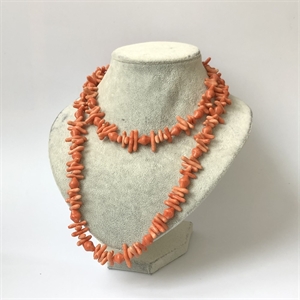 Длинные чешские бусы из кораллового стекла, 112 см, 1970-е гг. 001581 - фото 2525