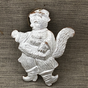 Антикварная ёлочная игрушка Кот-Баюн с гуслями, объёмный картонаж, СССР, 1940-е гг. 001217 - фото 403