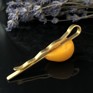 Зажим для галстука с природным балтийским янтарём, СССР, Калининград, 1969-й г. 001478 - фото 4415