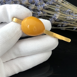 Зажим для галстука с природным балтийским янтарём, СССР, Калининград, 1969-й г. 001478 - фото 4418