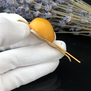 Зажим для галстука с природным балтийским янтарём, СССР, Калининград, 1969-й г. 001478 - фото 4419