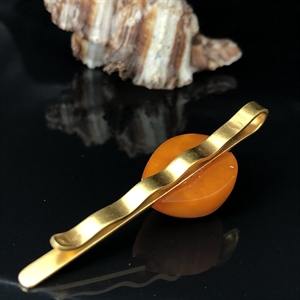 Зажим для галстука с природным янтарём, СССР, Калининград, 1969 год 001305 - фото 4423