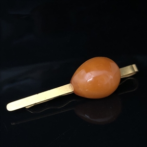 Зажим для галстука с природным янтарём, СССР, Калининград, 1969 год 001305 - фото 4424