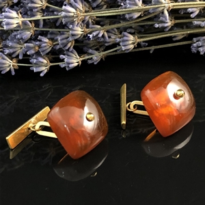 Запонки из формованного янтаря, СССР, 1976 год 001426 - фото 4475