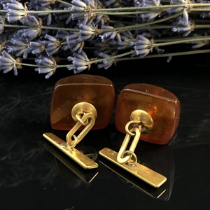 Запонки из формованного янтаря, СССР, 1976 год 001426 - фото 4476